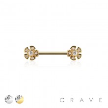 MULTI CZ FLOWER 316L SURGICAL STEEL NIPPLE RING